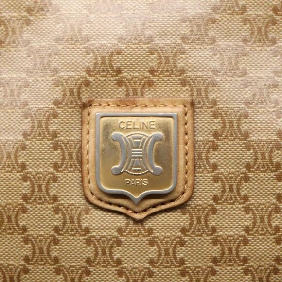 CELINE Macadam Canvas Shoulder Bag Beige Authentic - Picture 12 of 16